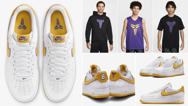 Kobe Bryant Nike Air Force 1 Low Lakers Home Shirts Clothing Outfits