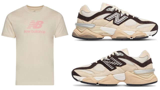 New Balance 9060 Sandstone Brown Shoes and Shirt