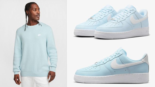 Nike Air Force 1 Low Glacier Blue Club Crew Neck Sweater