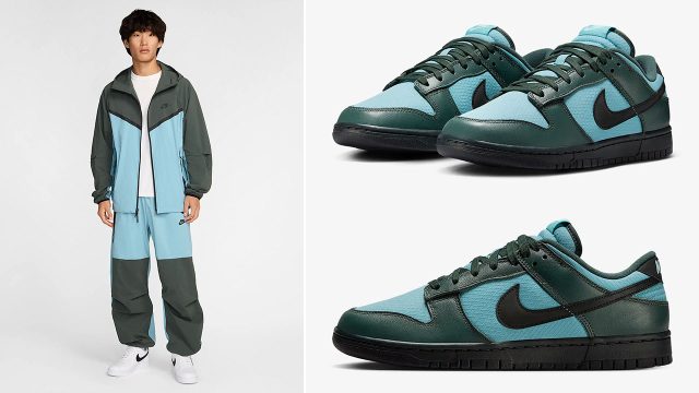 Nike Dunk Low Winterized Denim Turquoise Vintage Green Jacket Pants