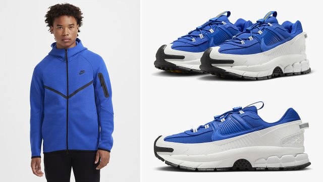 Nike Zoom Vomero Roam Racer Blue Summit White Shoes Tech Fleece Hoodie and Pants Outfit