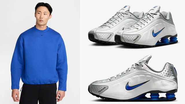 Nike Shox R4 White Racer Blue Metallic Silver Shoes and Outfits