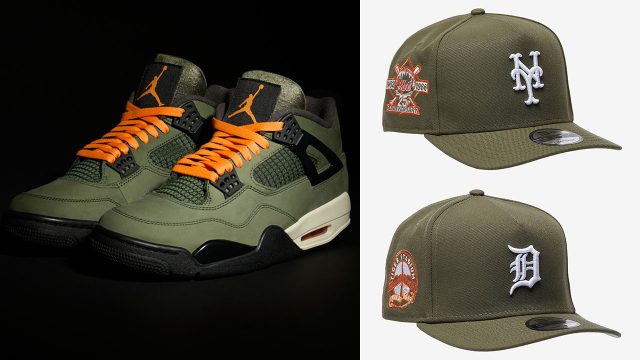 Undefeated Air Jordan 4 2025 x New Era A Frame Olive Green A Frame Hats Snapback Caps