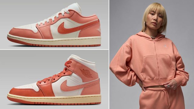Air Jordan 1 Low Mid Light Madder Root x Jordan Brooklyn Fleece Womens Clothing Outfits