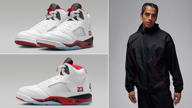 Air Jordan 5 Fire Red Black Tongue 2025 x Jordan Brooklyn Draft Jacket