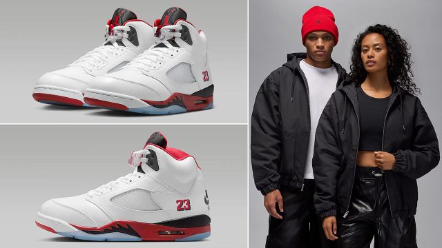 Air Jordan 5 Fire Red Black Tongue 2025 x Jordan Mens Black Draft Jacket