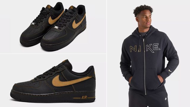 Nike Air Force 1 Low 07 LV8 Black Desert Ochre Mens Shoes x Nike Club Fleece Department of Motion Full Zip Hoodie