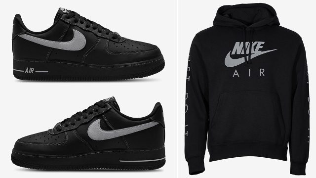 Nike Air Force 1 Low 07 LV8 Black Wolf Grey Mens Shoes x Nike Air Just Do It Hoodie Outfit