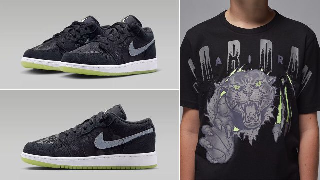 Air Jordan 1 Low GS Inner Beast Kids Sneakers and T Shirt Outfit