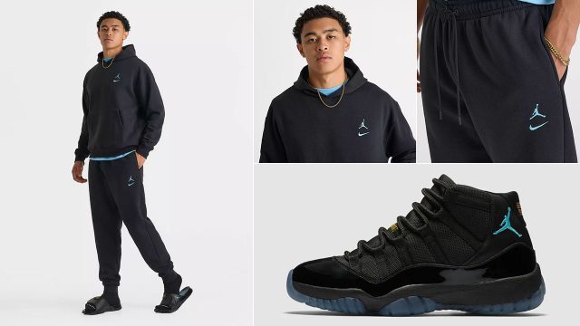 Air Jordan 11 Gamma 2025 x Jordan Brooklyn Fleece Swoosh Hoodie and Jogger Pants Mens Outfit