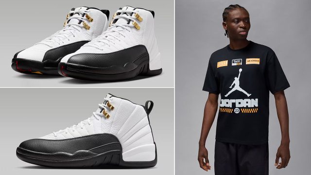 Air Jordan 12 Taxi 2025 Mens Sneakers and T Shirt Outfit