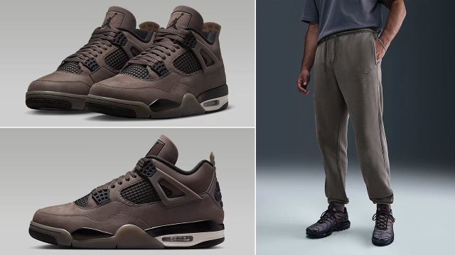 Air Jordan 4 Cave Stone Shoes x Nike Sportswear Club Mens Washed Cuffed Fleece Pants Outfit