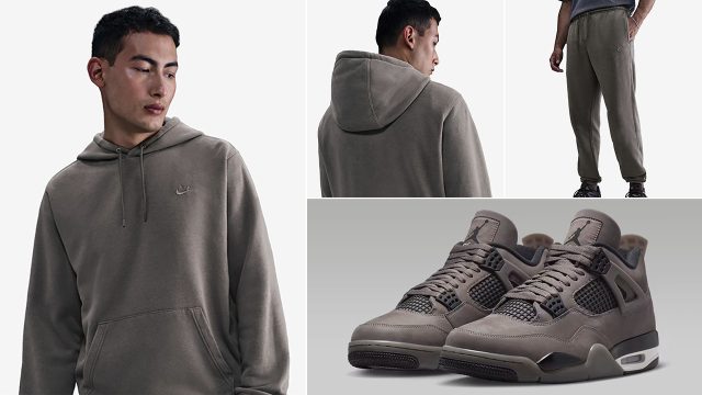Air Jordan 4 Cave Stone x Nike Club Fleece Hoodie and Pants Outfit