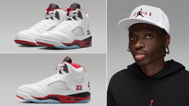 Air Jordan 5 Fire Red Black Tongue 2025 x Jordan Pro Snapback Hat