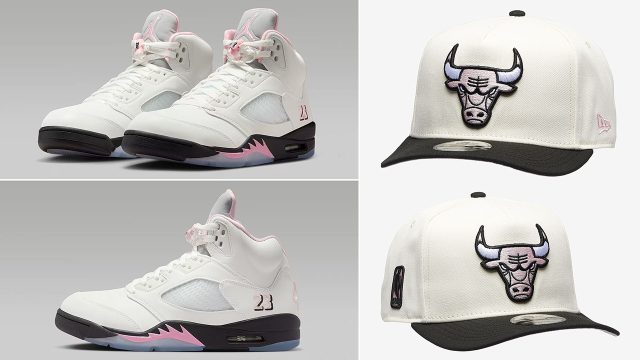 Air Jordan 5 Medium Soft Pink 35th Anniversary New Era Cap Chicago Bulls Snapback Hat