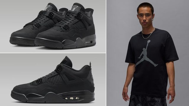 Air Jordan 4 Black Cat 2025 x Jordan Jumpman Mens T Shirt Outfit