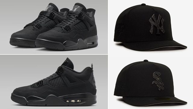 Air Jordan 4 Black Cat 2025 x New Era Stone Logo 59FIFTY Fitted Hats