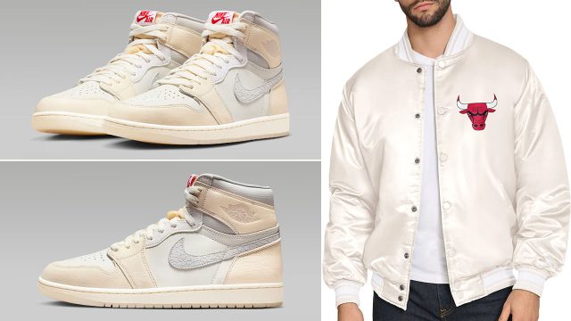 Air Jordan 1 High OG Sail x Chicago Bulls Starter Jacket to Match Sneakers