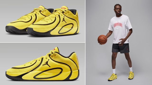 Jordan Tatum 4 Sunset Sonic Yellow Bruce Lee Sneakers and Outfits
