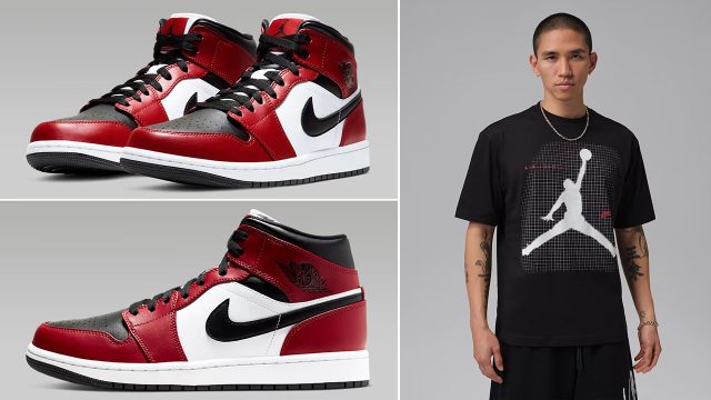Air Jordan 1 Mid Chicago Black Toe Sneakers and Outfits