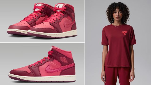 Air Jordan 1 Mid SE Valentines Day 2026 x Jordan Flight With Love Womens T Shirt