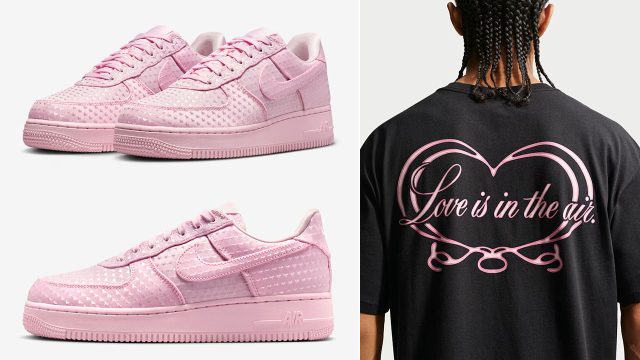 Nike Air Force 1 07 Low SE Valentines Day 2026 Pink Foam Sneakers and T Shirt