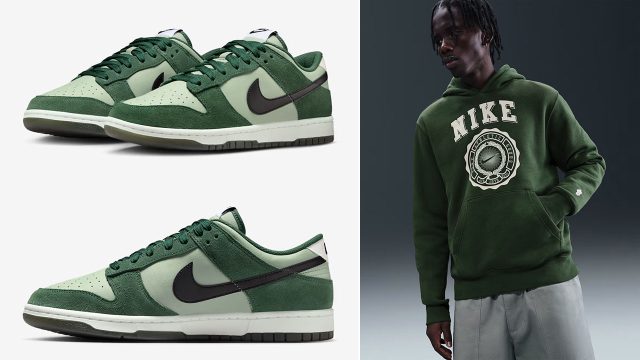 Nike Dunk Low Jade Horizon Fir Sneakers x Nike Club Fleece Pullover Hoodie
