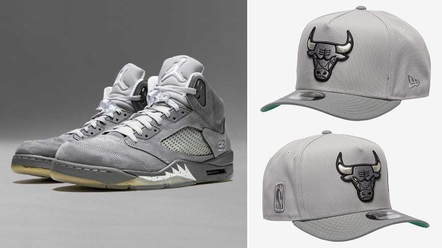 Air Jordan 5 Wolf Grey 2026 New Era Chicago Bulls Hat Snapback Cap