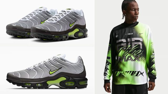 Nike Air Max Plus Neon Yellow x Nike Air Max Long Sleeve Soccer Jersey Shirt
