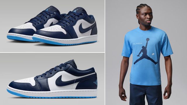 Air Jordan 1 Low Midnight Navy White University Blue Mens Sneakers Outfits