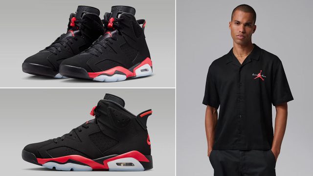 Air Jordan 6 Reverse Infrared Salesman x Jordan Brooklyn Mens Bowling Shirt Black Infrared