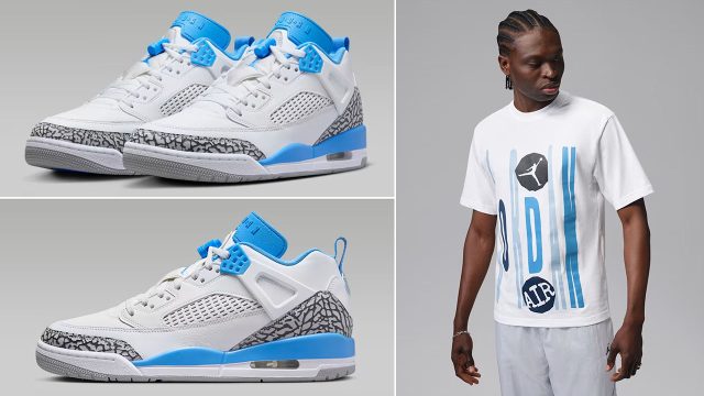 Jordan Spizike Low White University Blue Mens Sneakers Outfits