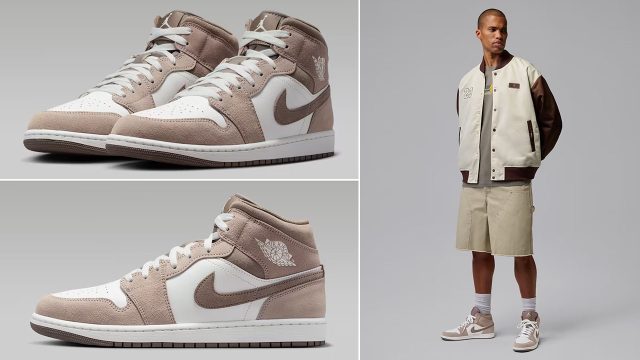 Air Jordan 1 Mid Enigma Stone Olive Grey Sneakers Outfits to Match