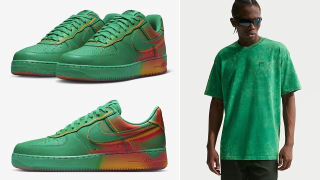 Nike Air Force 1 Low Heat Map Stadium Green Sneakers Outfits to Match