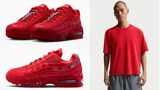 Nike Air Max 95 Big Bubble University Red Sneakers and Outfits