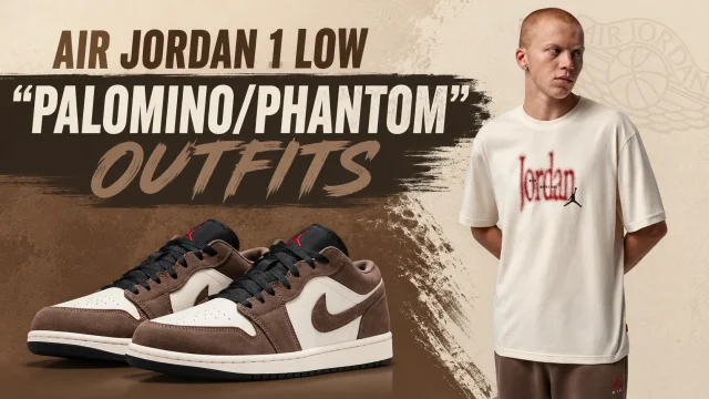 Air Jordan 1 Low "Palomino/Phantom" sneakers with matching Jordan Brand apparel and outfit ideas featured in the SneakerFits outfit guide.
