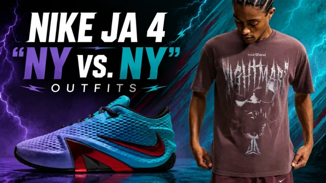 Nike Ja 4 “NY vs. NY” sneakers with matching Nike Ja Morant apparel.