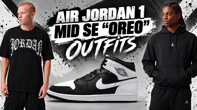 Air Jordan 1 Mid SE Oreo with matching black and white Jordan outfits
