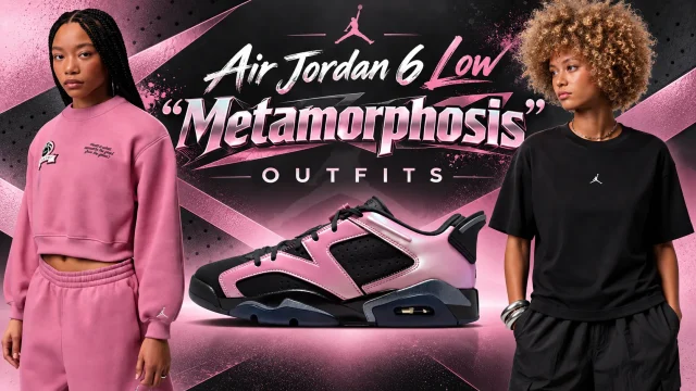 Air Jordan 6 Low “Metamorphosis” outfits with Black and Desert Berry Jordan apparel