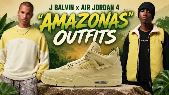 J Balvin x Air Jordan 4 Amazonas with matching Jordan apparel and outfit ideas