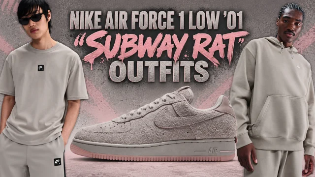 Nike Air Force 1 Low ’01 “Subway Rat” outfits with matching College Grey Nike apparel